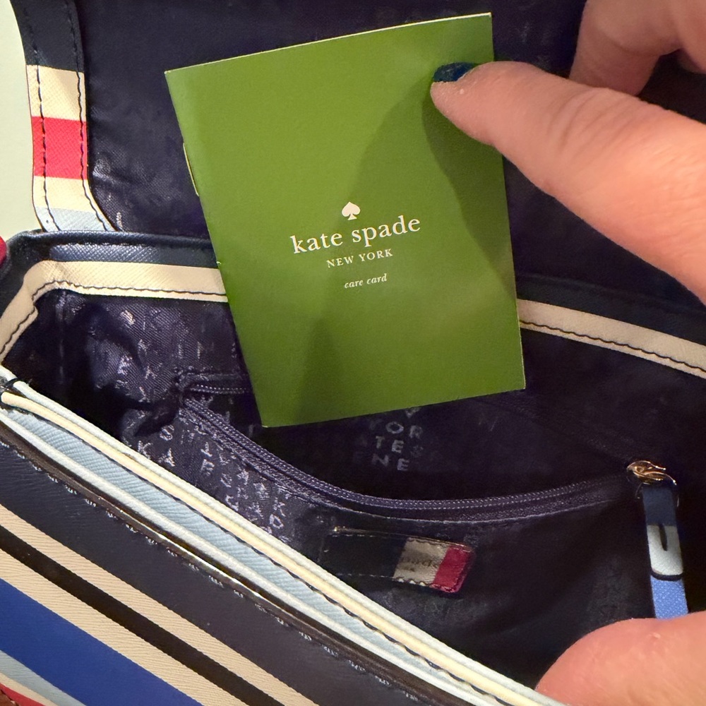 Kate Spade Laurel Way Multicolor Striped Crossbody and Passport wallet. - Picture 9 of 15